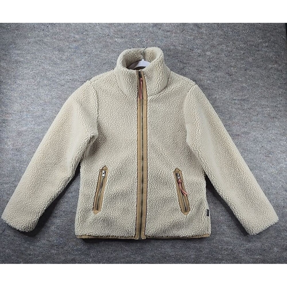 Patagonia Divided Sky Jacket Oatmeal Sherpa Fleece Full Zip Lined Womens Sz M